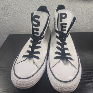 Converse White High-Top Sneakers with Black Accents